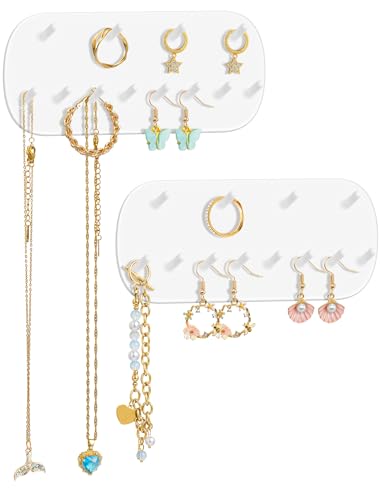 NiHome Wall Mounted Jewelry Organizer Set of 2 – 12 Hook Rounded Rectangle Design, No-Drill Installation – Premium PP Plastic, Moisture-Proof, Space-Saving Storage – 14CM x 6CM x 1.6CM White - color: 2 PCS-White Ellipse