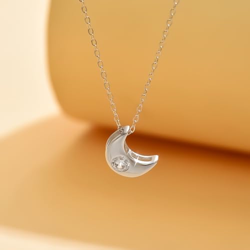 925 Sterling Silver Dainty Moon Star Necklace For Womem | 14k Gold Plated Charm Crescent Moon and Star Pendant Choker Necklaces to Daughter Mother Jewelry Gift for Birthday Wedding - color: CZ Moon-Silver