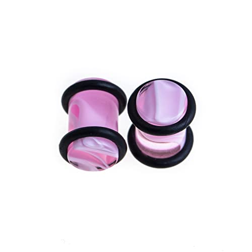 50 PCS Ear Stretching Kit 14Gauges-00Gauges Earring Marble Acrylic Taper Piercing Jewlery Sets - color: Pink