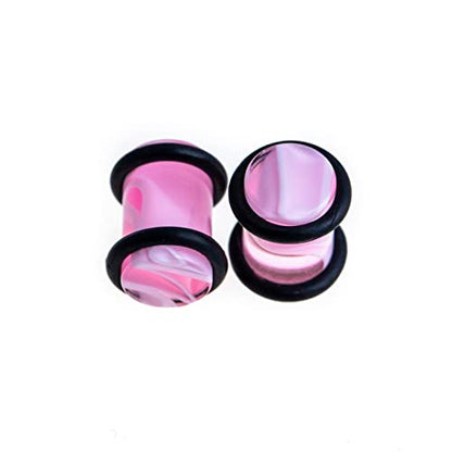 50 PCS Ear Stretching Kit 14Gauges-00Gauges Earring Marble Acrylic Taper Piercing Jewlery Sets - color: Pink