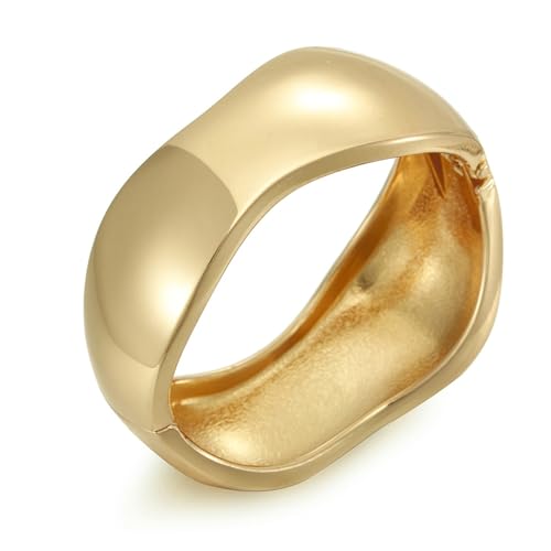 YMBYCM Gold Chunky Bangle Bracelets for Women | Trendy Wide Chunky Cuff Bracelets Wrap Bracelet Fashion Jewelry Accessories - color: D-G