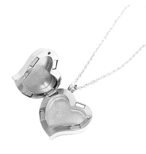 Amour Heart Pill Necklace - Polished Heart Locket with Strong Magnetic Closure - Medication Necklace - Keep Your Medication Securely with You at All Times - 26 Inch Chain - color: Silver with Cubic Zirconia
