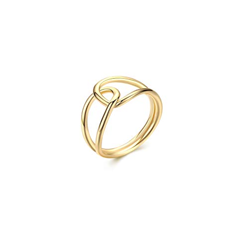 Valloey Rover Gold Rings for Women Non Tarnish Thumb Ring | 14k Gold Plated Adjustable Open Cross Wedding Rings Waterproof Fashion Statement Jewelry for Women Trendy Gift - color: 2Circle