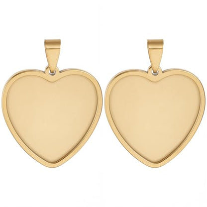 1 Box 10Pcs Gold Heart Bezel Pendant Trays Heart Shaped Bezel Cabochon Trays Bulk Stylish Stainless Steel Cabochon Blanks for DIY Crafts Jewelry Making Bracelet Keychain Charm Adults - style: Gold Heart