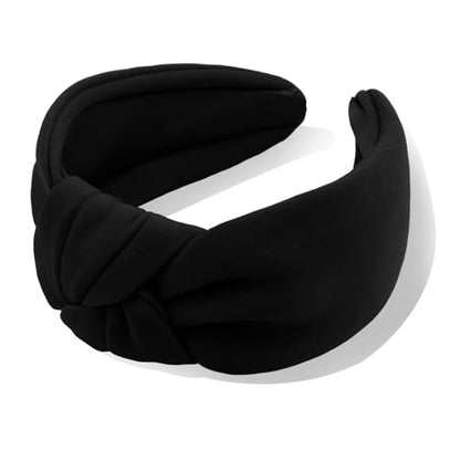 YISSION Black Knotted Headband Wide Headbands for Women Non Slip Head Band Fashion Top Knot Hairband Hair Accessories for Women Girls - color: Black