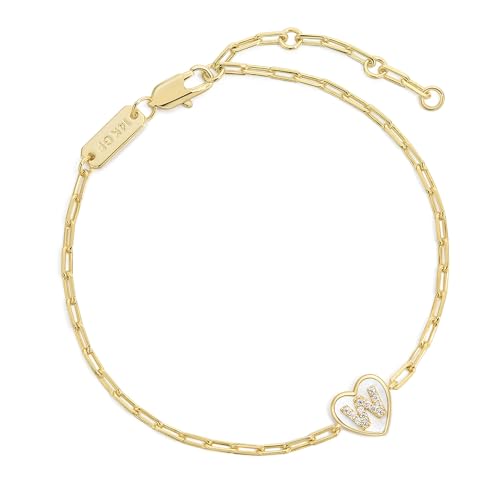 Gold Initial Bracelet For Women, 14k Gold Letter Bracelets | Adjustable Stacking Bracelets Jewelry Gift For Women, Valentines Mother Christmas Jewelry for Women Her 6.5-8 Inch - color: W