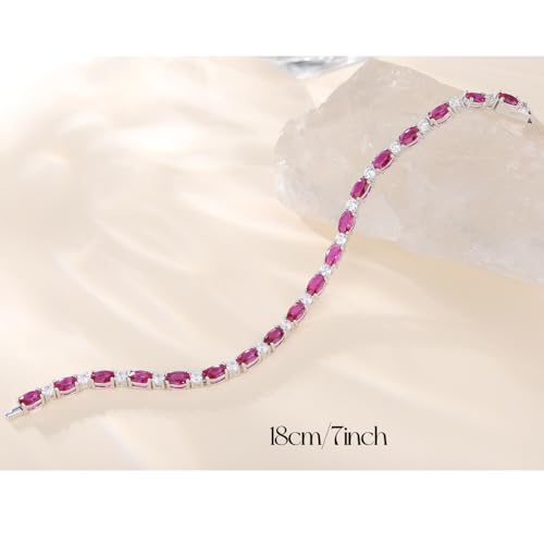FANCIME Glamour Radiance Sterling Silver Birthstone Tennis Bracelets 7" | Charm Fine Jewelry Birthday Gifts for Women - color: Ruby
