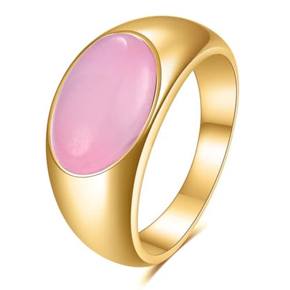 MYNENEY Signet Mens Pinky Rings Statement Wedding for Women - color: Pink-Gold