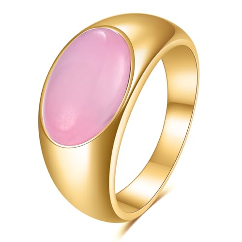 MYNENEY Signet Mens Pinky Rings Statement Wedding for Women - color: Pink-Gold