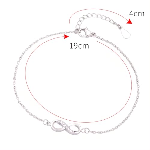 1 Pcs Infinity Bracelet 19+4 CM Adjustable Chain Link Anklet Stainless Steel Jewelry Dainty Ankle Bracelets for Women Ladies - color: Gold