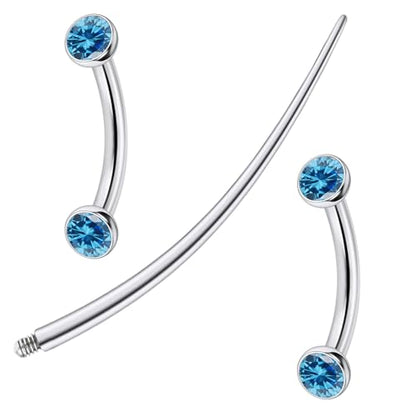 F136 Titanium 16g 6/8/10mm Eyebrow/Rook/Snug/Vertical-Labret/VCH/Snake-Eyes/Anti-Tragus/Christina/Daith/Belly-Button/Bridge/Hood/Surface Curved Barbell Piercing Jewelry for Women Men - color: Ocean Blue, size: 8 mm (5/16 in)