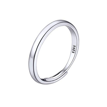 PROSILVER 925 Sterling Silver Adjustable Open Ring for Women, Solid Sterling Silver Stackable Ring, knuckle Finger Ring, Pinky Ring, Come with Box - style: 02 Minimalist Ring
