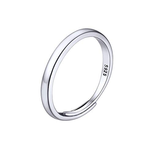 PROSILVER 925 Sterling Silver Adjustable Open Ring for Women, Solid Sterling Silver Stackable Ring, knuckle Finger Ring, Pinky Ring, Come with Box - style: 02 Minimalist Ring