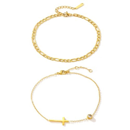 2/3 PCS Gold Anklets for Women Waterproof Boho Starfish, Seashell, Heart & Butterfly Charms Ankle Bracelets Non Tarnish Adjustable Layered Cuban Beaded Foot Chain Beach Jewelry for Summer Vacations - color: Gold Set 8