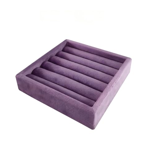 SCIKHETF Velvet 5 Slots Ring Earrings Trays Small Showcase Display Organizer Ring Holder for Women (Taro Purple) - color: Taro Purple