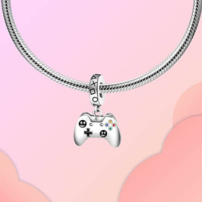 Family Love Mother Daughter Grandma Charm 925 Sterling Silver fits Bracelets Necklace Pendant Bead Charms Jewelry Gift for Women Family Friends - color: Gamepad Charm