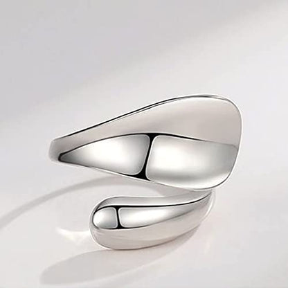 925 Sterling Silver Rings Handmade Rings Adjustable Open Teardrop Rings Waterdrop Ring for Women - color: Color 1