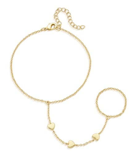 Gold Bracelets for Women, 14K Gold Plated Stackable Bracelet Stack Set Adjustable Charm Paperclip Chain Cuban Link Layered Waterproof Jewelry Sets Gifts for Womens 6.5 Inch - color: Gold Style E