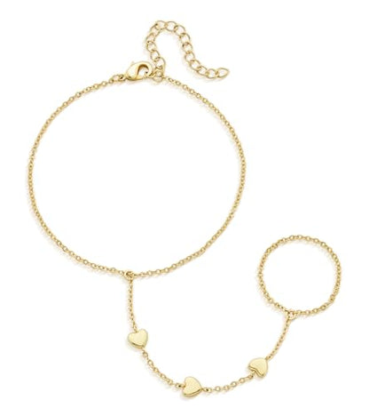 Gold Bracelets for Women, 14K Gold Plated Stackable Bracelet Stack Set Adjustable Charm Paperclip Chain Cuban Link Layered Waterproof Jewelry Sets Gifts for Womens 6.5 Inch - color: Gold Style E
