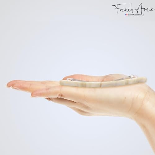 French Amie Long and Thin Cream Nougat Large 4 Inch Hair Clip Barrette | Handmade Automatic For Girls Women Teens Adults Everyday Style - color: Cream Nouget