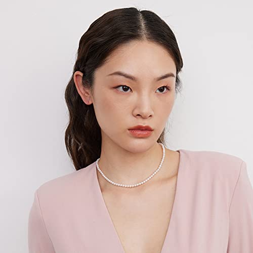 Aleasha Faux Pearl Strand 4mm-10mm 14"-22" White Pearl Necklace Choker Women Men Wedding Jewelry - color: White-4mm, size: 18inches