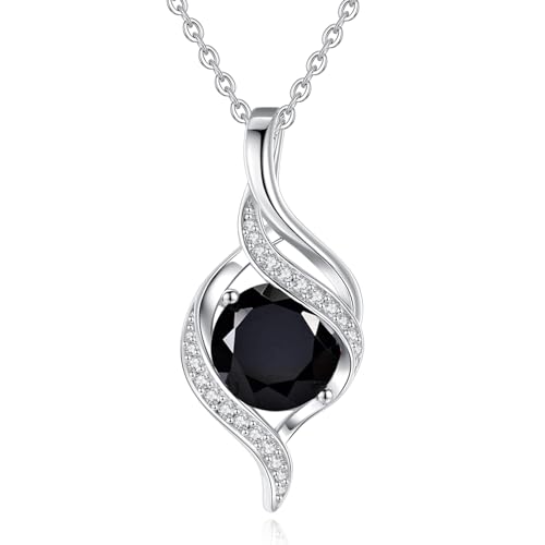FANCIME Birthstone Necklace for Women Jewelry Gift for Her | Infinity Love Pendant Sterling Silver, Birthday Gift for Women, Adjustable 16+2" - color: 10 - Created Black Tourmaline