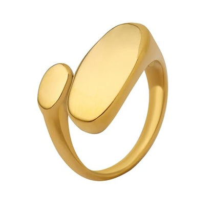 Irregular Polished Plain Rings Adjustable Oval Statement Ring For Women Chunky Open Finger Ring Fashion Minimalist Engagement Promsie Gifts - color: Gold