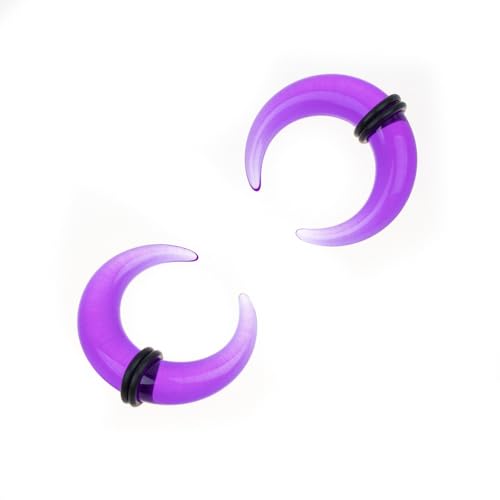 Ear Gauges Stretching Kit 14G-00G Acrylic Sprial Tapers Plugs Expander Sets Heart Tunnels Piering Jewelry Horeseshoes Taper For Ears - style: 84 G Purple
