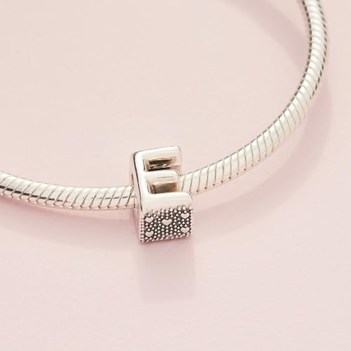Pandora Alphabet Charm - Compatible Moments - Gift for Her - Made with Sterling Silver - with Gift Box - style: Letter E