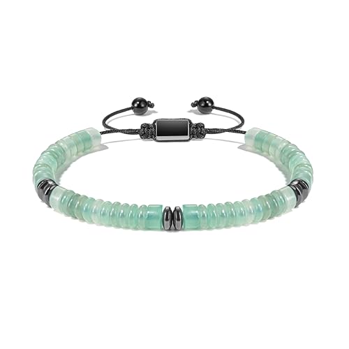 Natural Stone Beaded Bracelet for Men Women Boho Adjustable - color: Green Aventurine