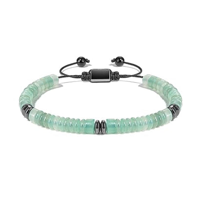 Natural Stone Beaded Bracelet for Men Women Boho Adjustable - color: Green Aventurine