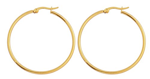 Rounded Hoops Earrings (20mm-60mm Diameter) - color: Gold 40mm