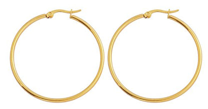 Rounded Hoops Earrings (20mm-60mm Diameter) - color: Gold 40mm