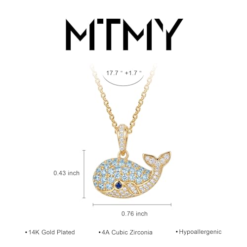 MTMY Gold Starfish Necklace 14K Gold Plated Shell Conch Ocean Pendant Necklace for Women Beach Summer Jewelry - style: Whale