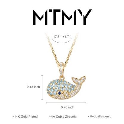 MTMY Gold Starfish Necklace 14K Gold Plated Shell Conch Ocean Pendant Necklace for Women Beach Summer Jewelry - style: Whale