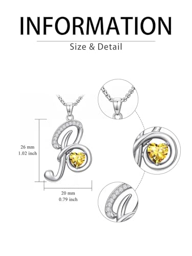 A to Z Initial Birthstone Pendant Necklaces Name Jewelry for Women | 18K White Gold Plated Personalized Alphabet Jewelry Anniversary Christmas Birthday Gifts for Wife Her Daughter Girlfriend - color: B Initial-11-Nov