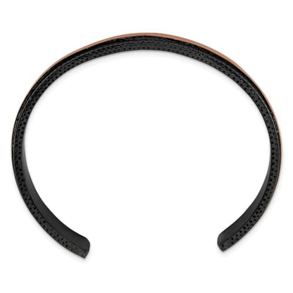 Chisel Polished & Textured Cuff Bangle in Stainless Steel with Black & Brown IP Plating, 10mm