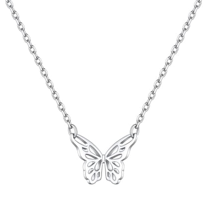 ChicSilver 925 Sterling Silver Cross/Heart/Butterfly/Star/Moon Necklace for Women, Hypoallergenic Dainty Small Silver Pendant Necklaces (with Gift Box) - style: 03.Butterfly