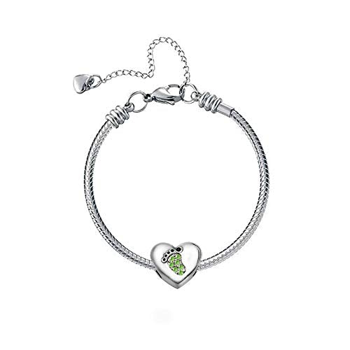 KunBead January-December Birthstone Footprint Heart Birthday Love Bead Charms Compatible with Pandora Bracelet for Mom Daughter Grandma Granddaughter - color: August
