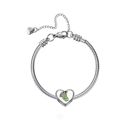 KunBead January-December Birthstone Footprint Heart Birthday Love Bead Charms Compatible with Pandora Bracelet for Mom Daughter Grandma Granddaughter - color: August