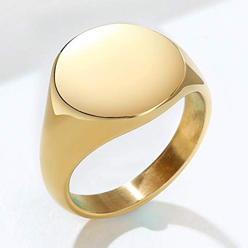Jude Jewelers Stainless Steel Classical Simple Plain Round Signet Style Pinky Wedding Statement Promise Anniversary Ring - color: Gold