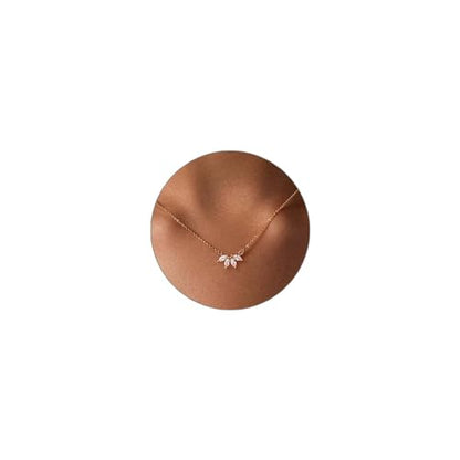 Luxval Diamond Pendant Gold Necklace for Women，Dainty 18k Gold Plated Choker Necklaces Simple Gold Jewelry Gifts for Women - color: Gold-Flower