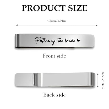 Father of The Bride Gifts from Daughter Stainless Steel Tie Clip Pin Bar Clips for Men Dad Wedding Gift from Bride Unique Father Daughter Gifts for Daddy Father Stepdad Bonus Dad Gift from Daughter