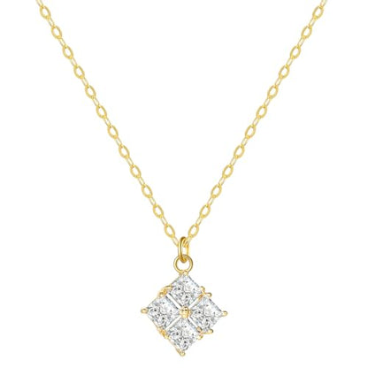 Starain Heart Necklaces for Women Dainty Cubic Zirconia Love Heart Pendant Necklace 18K Gold Plated Chain Trendy Stuff Jewelry - color: F Gold Rhombus Necklace