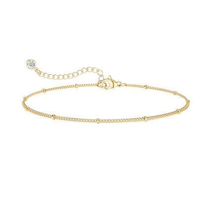 DEARMAY Gold Anklets for Women Waterproof | Non Tarnish14K Gold Plated Ankle Bracelets Set Stack, Summer Beach Jewelry Gifts for Vacation - color: Gold Anklet-Q