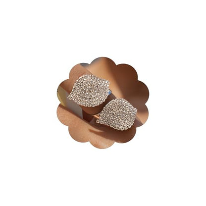 Rhinestone Finger Ring for Women Sparkly Crystal Butterfly Flower Leaf Adjustable Statement Chain Rings Punk Jewelry - color: Leaf S