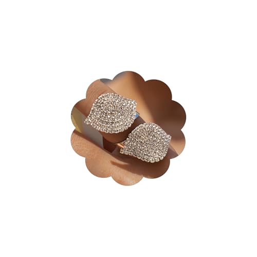 Rhinestone Finger Ring for Women Sparkly Crystal Butterfly Flower Leaf Adjustable Statement Chain Rings Punk Jewelry - color: Leaf S