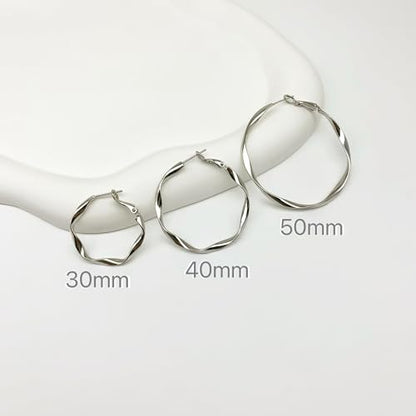 Rose/White/18k Gold Plated Hoop Earrings Lightweight Hoop Earrings For Women Loop Earrings 1in 2in - color: White Gold, size: 40mm