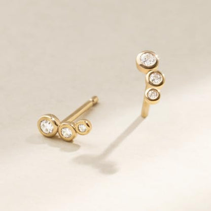 Made By Mary CZ Poppy Climber Stud Earrings – Bezel-Set Cubic Zirconia Ear Climber Earrings for Women | Minimalist Dainty Stud Earrings | Everyday Sparkle Jewelry | Elegant Earring Gift | Gold Vermeil | 6.5mm