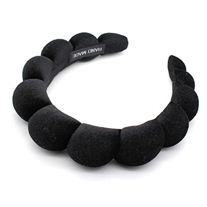 Fashion Headbands for Women Padded Fabric Hair Bands Wide Velvet Non Slip Headband Hair Accessories for Women Girls, Black - color: Black-1